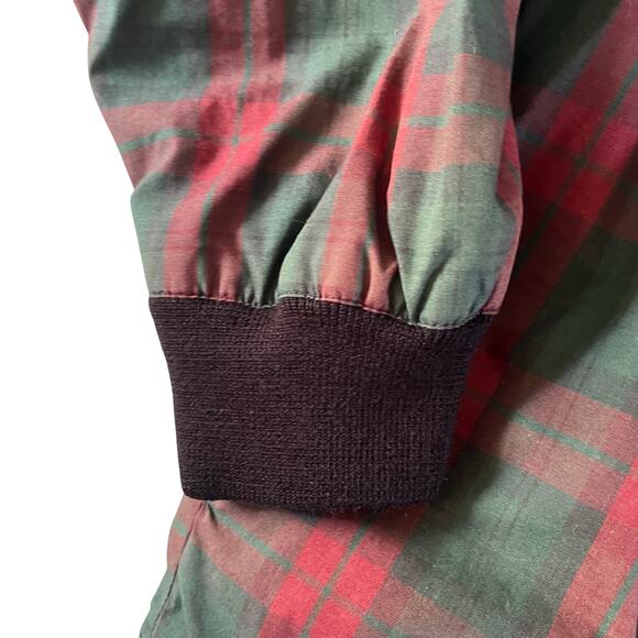 Vtg Y2K Red Green Tartan Plaid Pullover Windbreaker Sweatshirt Sz L Preppy - Picture 3 of 9